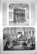 Antique Old Print *3986 1873 Shrine Alban'S Abbey Rolling Machine Horse-Shoe