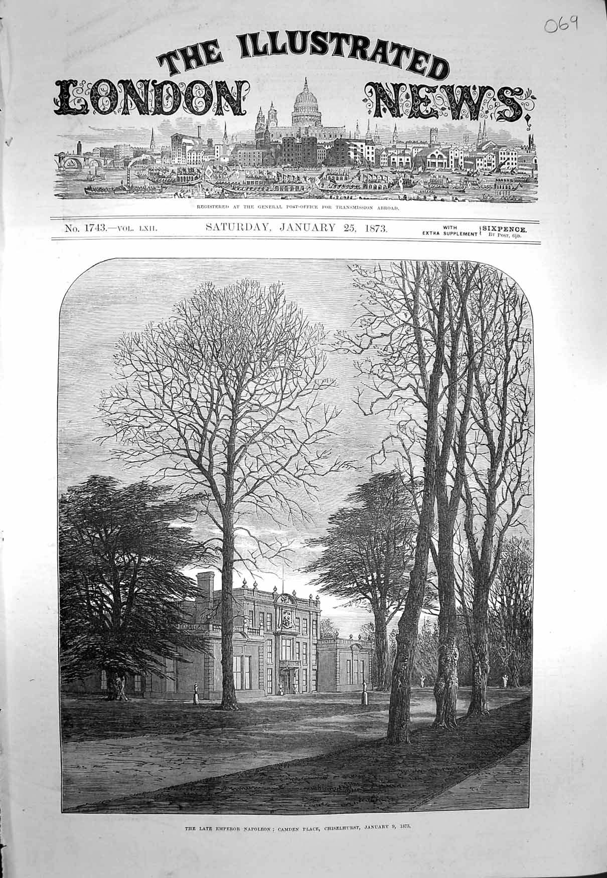 Original Old Antique Print 1873 Emperor Napoleon Chiselhurst Mary'S Chapel Body