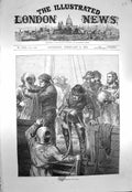 Original Old Antique Print 1873 Scene Divers Prepairing Work Ship Divin 19th
