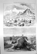 Old Antique Print 1873 Army India Exercise Camp Hassan Abdul Wall Pekin 19th
