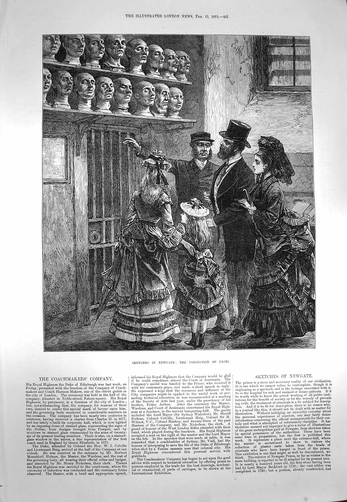 Original Old Antique Print 1873 Sketches Newgate Collection Casts Priso 19th