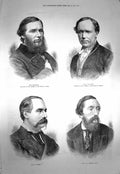 Original Old Antique Print 1873 Lord Monteagle Stone Palliser Hodgson Commons