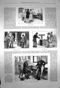 Old Antique Print 1873 Newgate Soup Kitchen Prisoners Attorney Flogging 19th