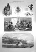 Original Old Antique Print 1873 Fiji Islands King Cakabau House Lords Levuk 19th
