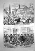 Original Old Antique Print 1873 Carnival Rome Horse Racing Corso Prince Arthur