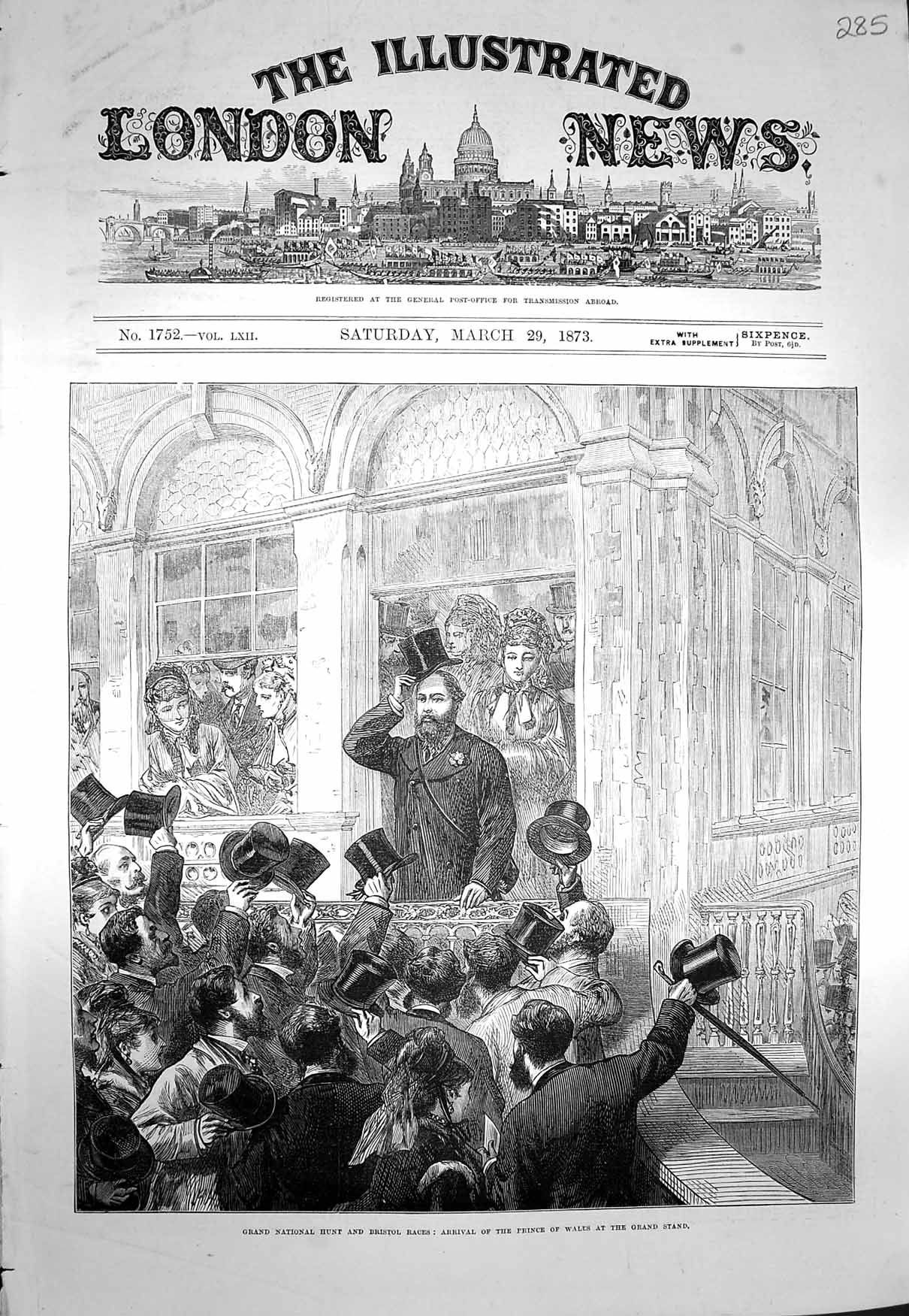 Antique Old Print *3984 1873 Grand National Hunt Bristol Races Prince Wales