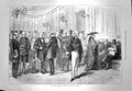 Original Old Antique Print 1873 Spanish Republic Lobby Courts Madrid Spain 19th