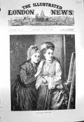 Old Antique Print 1873 Picture Season Partial Critics Ladies Painting Art 19th