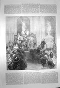 Original Old Antique Print 1873 Banquet Mayors Mansion House 19th