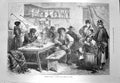 Original Old Antique Print 1873 Spain Tavern Suburbs Madrid Drinking Men Inn