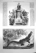 Original Old Antique Print 1873 Alligator Sumatra Daniel Gooch Testimonial 19th