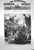 Original Old Antique Print 1873 Madrid Spain Buying Arms Rastro Weapons War