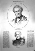 Original Old Antique Print 1873 Lord Romilly Master Rolls General Fox Portrait