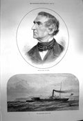 Old Antique Print 1873 Portrait Baron Von Liebig Double Screw Ship Snap 19th