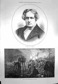 Old Antique Print 1873 Portrait Macdready Ship Distress Signals Hyde Park 19th