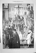 Original Old Antique Print 1873 Spain Religious Procession Seville Jones Ti 19th