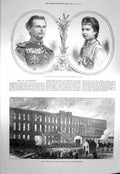 Original Old Antique Print 1873 Prince LeopBavaria Gisela Railway Manchester