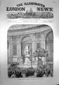 Original Old Antique Print 1873 Vienna Exhibition Entrance Western Nave Rotunda