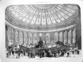 Original Old Antique Print 1873 Vienna Exhibition Rotunda Architecture People