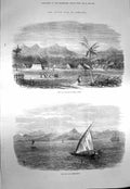 Old Antique Print 1873 Dutch War Sumatra Fort Village Pedir Acheen Pulo 19th