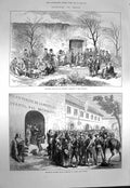 Original Old Antique Print 1873 Spain Prisoners Alhambra Siers Tarragona 19th