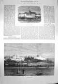 Original Old Antique Print 1873 Castle Elmina Ashantee War Cape Coast Castle