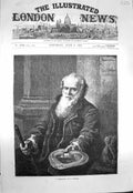 Original Old Antique Print 1873 Stammel Fine Art Portrait Mendicant Hat Stick