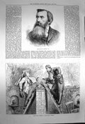 Original Old Antique Print 1873 Charles Lucy Nemesis Strand Theatre Scene 19th