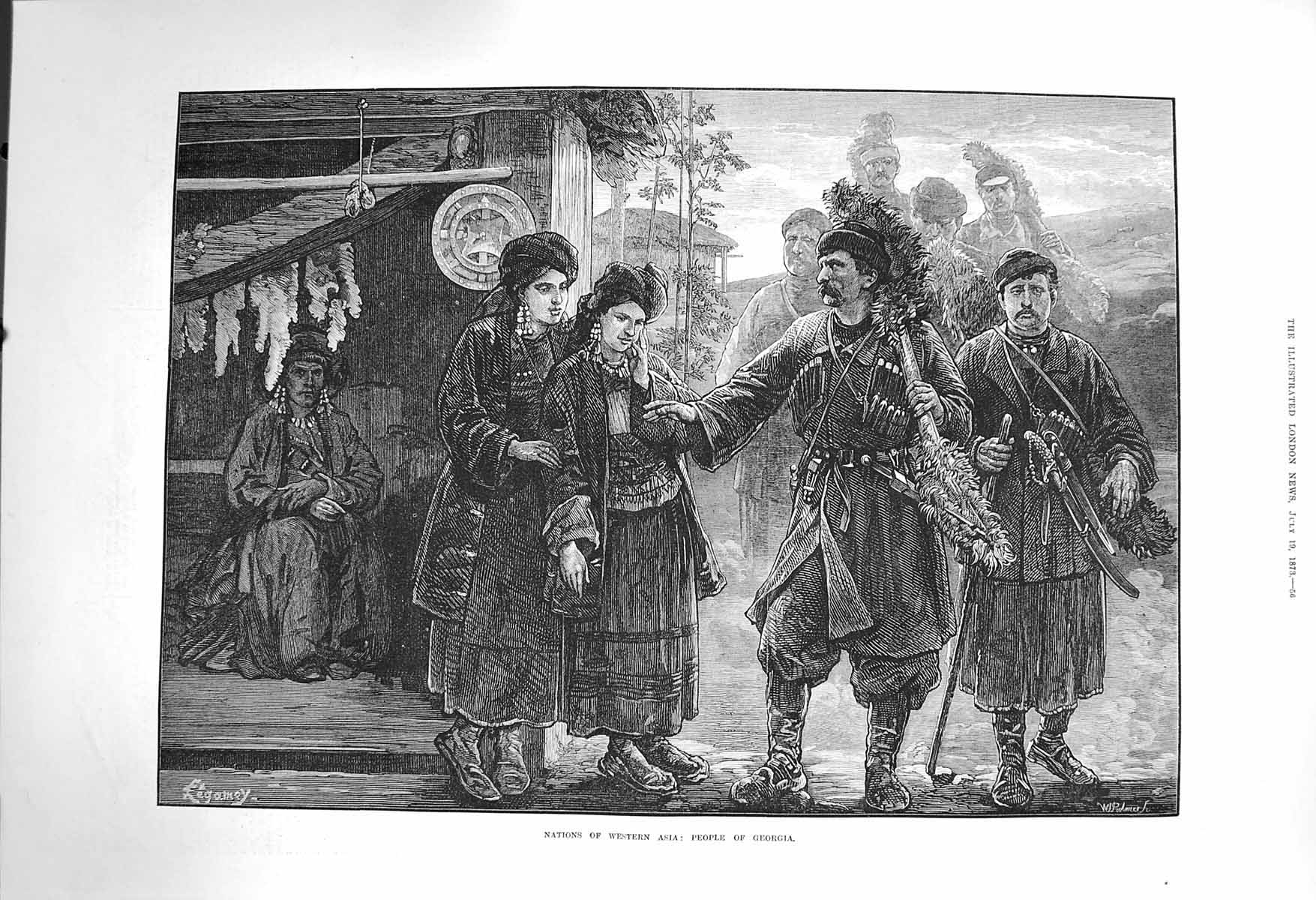 Original Old Antique Print 1873 Nations Western Asia People Georgia Fine Art