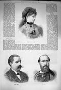 Original Old Antique Print 1873 Portrait Ilma De Murska Signor Agnesi Faure