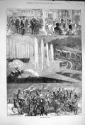 Original Old Antique Print 1873 Shah Paris Versailles Fountain Horse Carriage