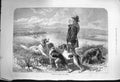 Original Old Antique Print 1873 Breaking Pointers Setters Dogs Hunting 19th