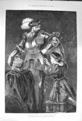 Original Old Antique Print 1873 Knight Arming Armour Fine Art John Gilbert 19th