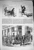 Old Antique Print 1873 Spain Funeral Republican Guard Pig-Driver Madrid 19th