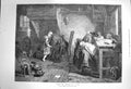 Original Old Antique Print 1873 Scene After Victory Family Home Spinning Wheel