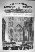 Old Antique Print 1873 Coronation King Queen Sweden Trondhjem Cathedral 19th