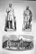 Old Antique Print 1873 Drover'S Cattle Market Statue Downshire Chadwick 19th