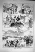 Original Old Antique Print 1873 Autumn Campaign Dartmoor Siers Horses Camp 19th