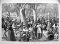 Old Antique Print 1873 Haupt Allee Prater Vienna People Horses Fine Art 19th