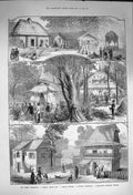 Original Old Antique Print 1873 Vienna Styrian Alpine Hut Indian Wigwam P 19th