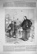 Original Old Antique Print 1873 Street Scene Pekin China Me 19th