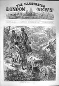 Original Old Antique Print 1873 Ashantee War Howitzer Battery Negro Gunners