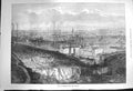 Original Old Antique Print 1873 View Bradford Cliff Quarry Smoking Chimneys