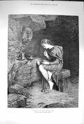Original Old Antique Print 1873 Portrait Imogen Poor Girl Louisa Starr 19th