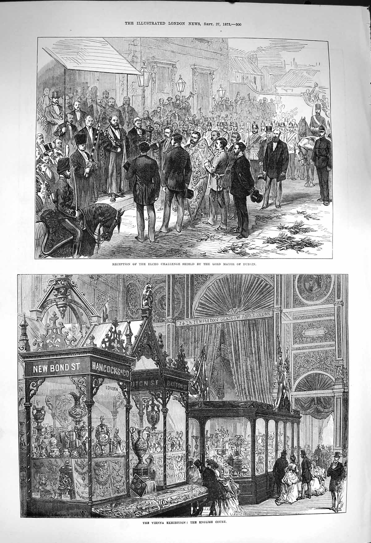 Old Antique Print 1873 Vienna English Court Elcho Challenge Mayor Dublin 19th