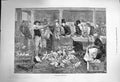 Original Old Antique Print 1873 Scene Michaelmas Goose Fair Birds Cages Sale