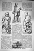 Old Antique Print 1873 Hospital Wisbech Statue Wedgwood Ellie Master Tom 19th