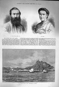 Old Antique Print 1873 Samuel Baker Civil War Spain Bombardment Alicante 19th