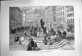 Original Old Antique Print 1873 Fountain Raphael Donner Neumarket Vienna Street