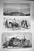 Original Old Antique Print 1873 Tangier Morocco Ship Aurora Owens College 19th